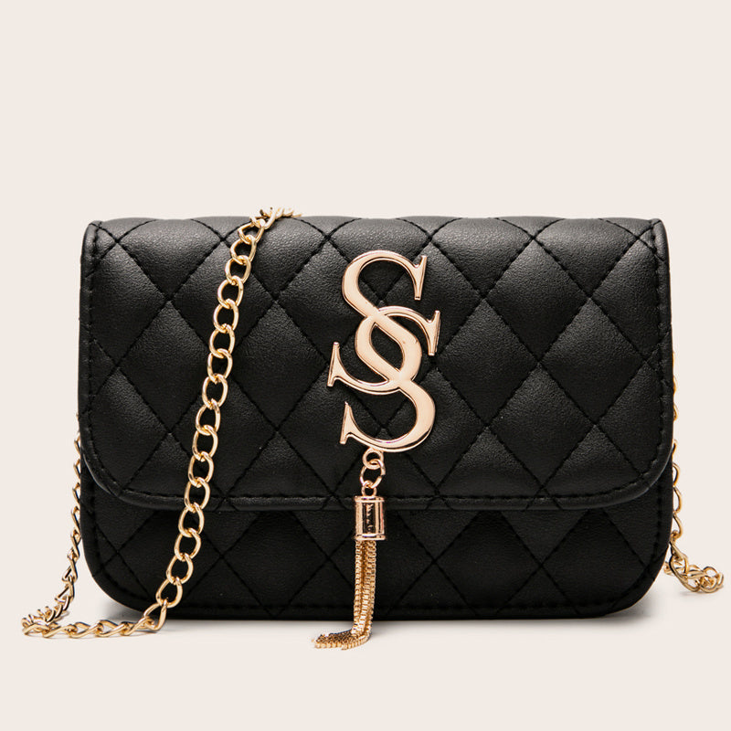 Chain Crossbody Bag Quilted Square Flap Purse Tassel Shoulder Bag