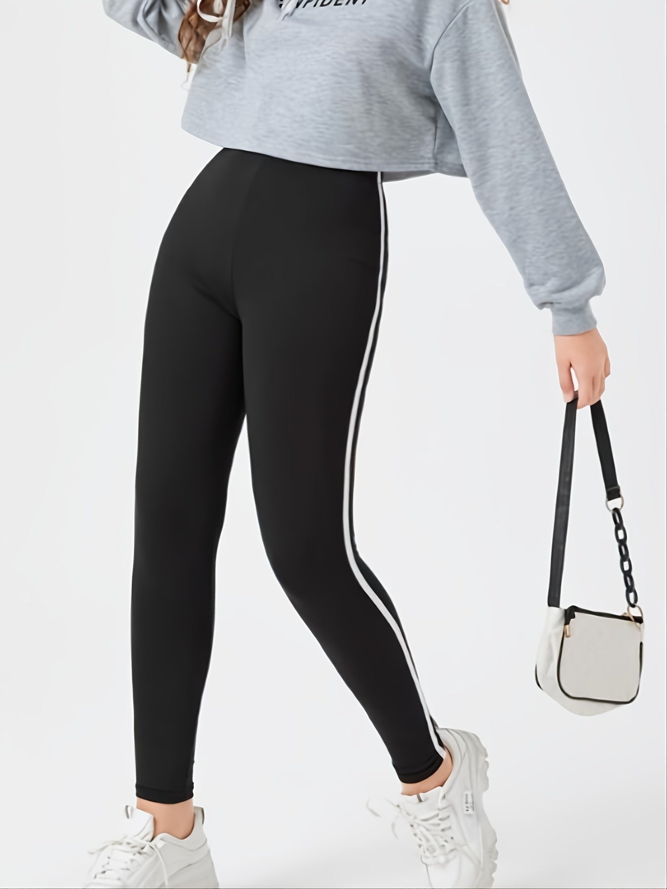 Striped Detail High Waisted Workout Leggings
