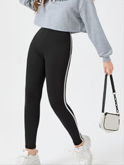 Striped Detail High Waisted Workout Leggings