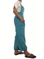 Sleeveless Jumpsuit with Dual Pockets - Women's Spring & Summer Clothing