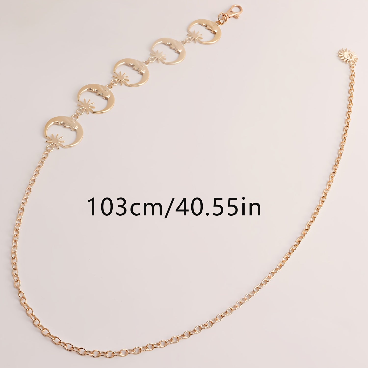 Women's Golden Moon Metal Link Waist Chain Belt Dress Belt Body Jewelry