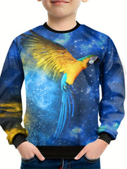 Teens Parrot 3D Print Sweatshirt Kids Casual Pullover Street Wear