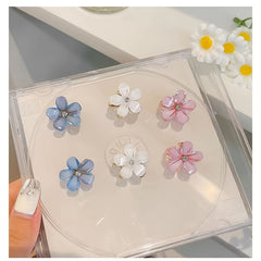 12pcs Faux Opal Flowers Small Claw Clips Hair Accessories For Women Girls