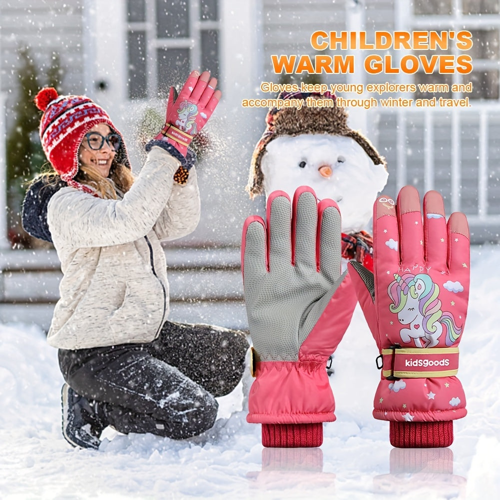 Kids Cartoon Thermal Ski Gloves Snowboard Winter Mittens