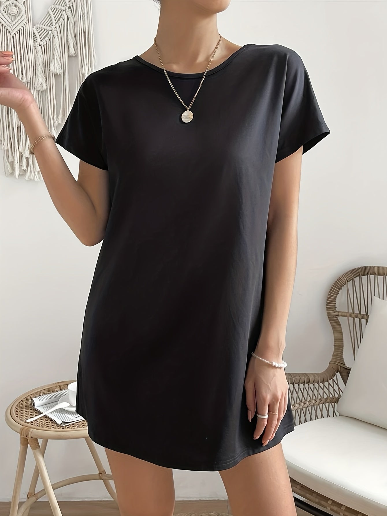 Lace Back Cut Out Dress Short Sleeve Casual Dress