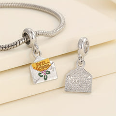 1pc Christmas Silver Gray Envelope Merry Pendant Charm DIY Bracelet String Decor