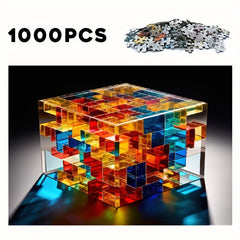 1000pcs Crystal Cube Jigsaw Puzzle Multicolor 3D Cube Shape