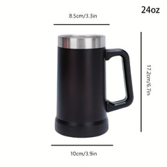 24oz Stainless Steel Double Wall Beer Mug with Handle