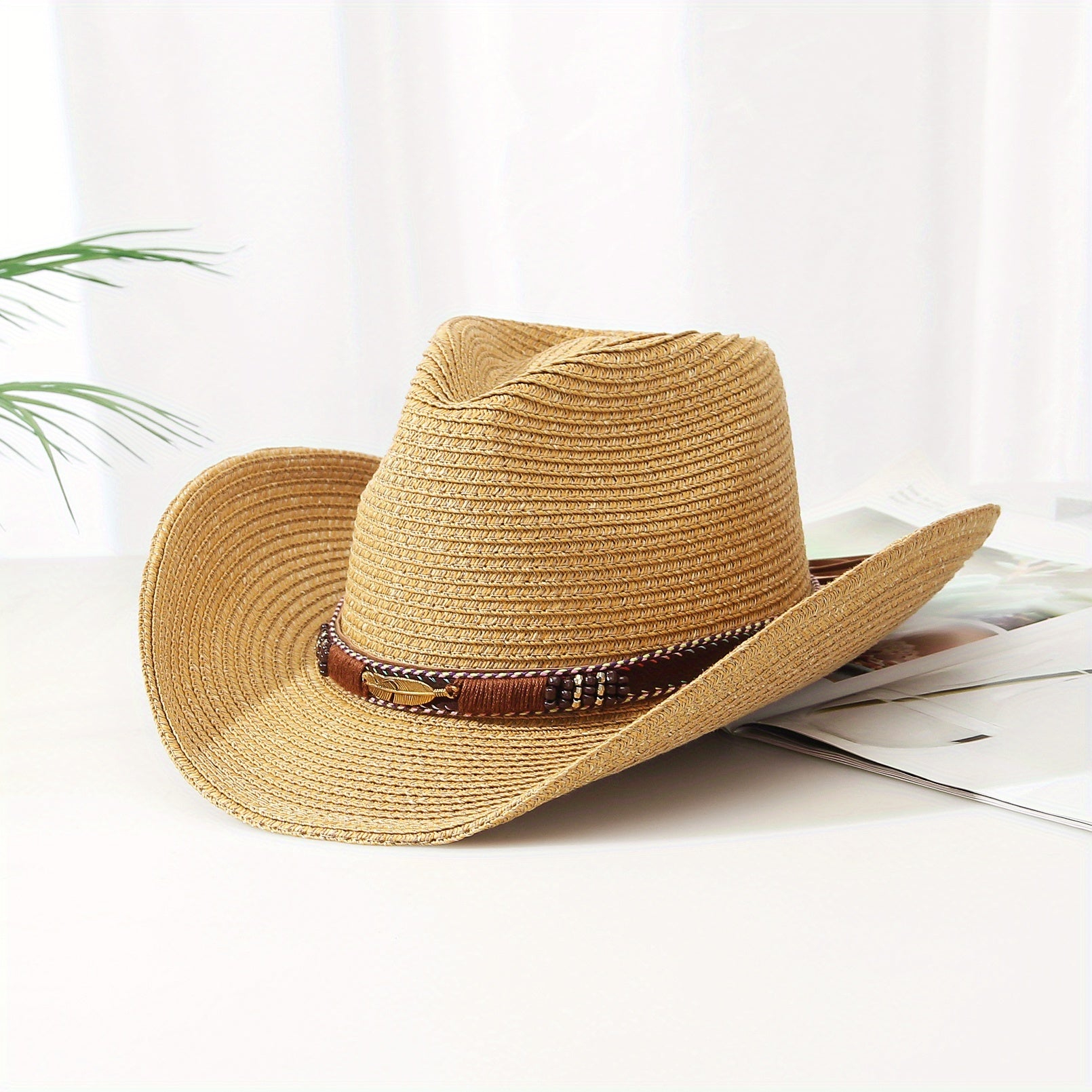 Khaki Sunshade Cowboy Hat for Outdoor Beach Travel