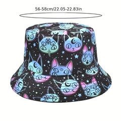Y2K Anime Print Bucket Hat Halloween Monster Fisherman Cap