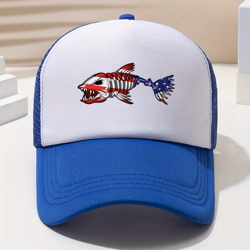 Unisex Breathable Fishbone Print Baseball Cap for Outdoor Sport