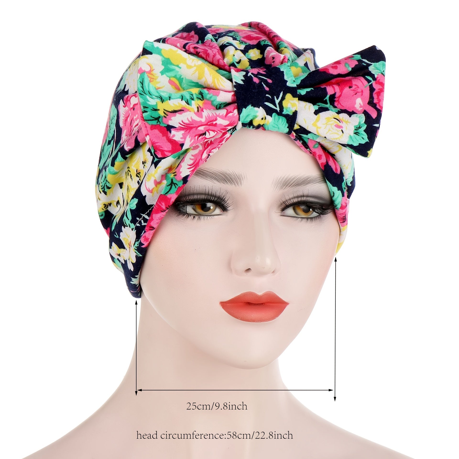 Vintage Bow Beanie Lightweight Hair Styling Cap Turban Hat