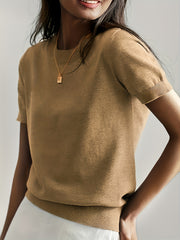 Women's Short Sleeve Crew Neck Sweater