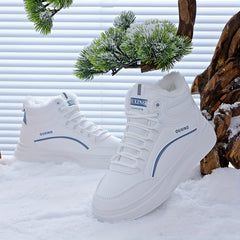 Women's High Top Plush Thermal Platform Sneakers Lace Up Comfortable Athletic