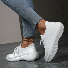 Solid Breathable Woven Shoes Running Sneakers