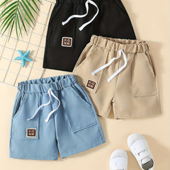 3PCS KNOW Pattern Boys Quick Drying Shorts for Summer