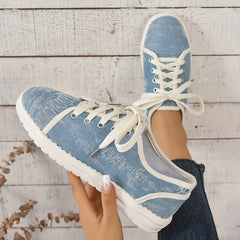 Women's Canvas Flat Sneakers Casual Lightweight Low Top Shoes