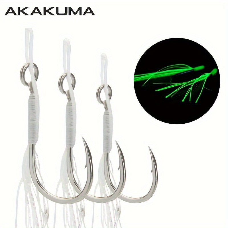 Fishing Jigging Assist Hooks Saltwater Luminous Jig Hooks High Carbon Steel