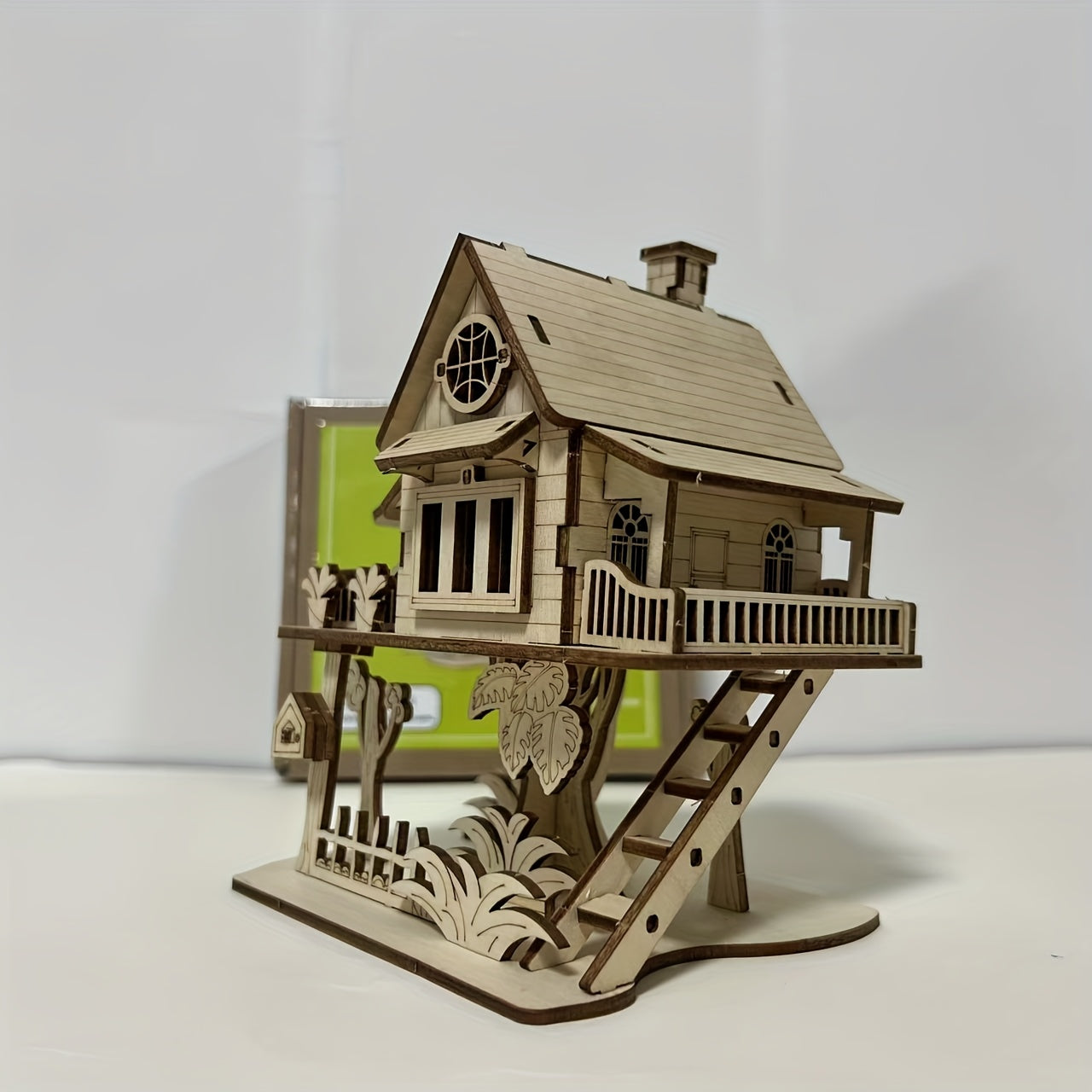 3D Wood Treehouse Puzzle Set DIY Building Blocks Yellow Gift