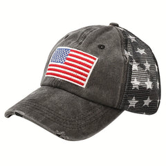 Unisex Adjustable Breathable Mesh Baseball Cap with US Flat Embroidery