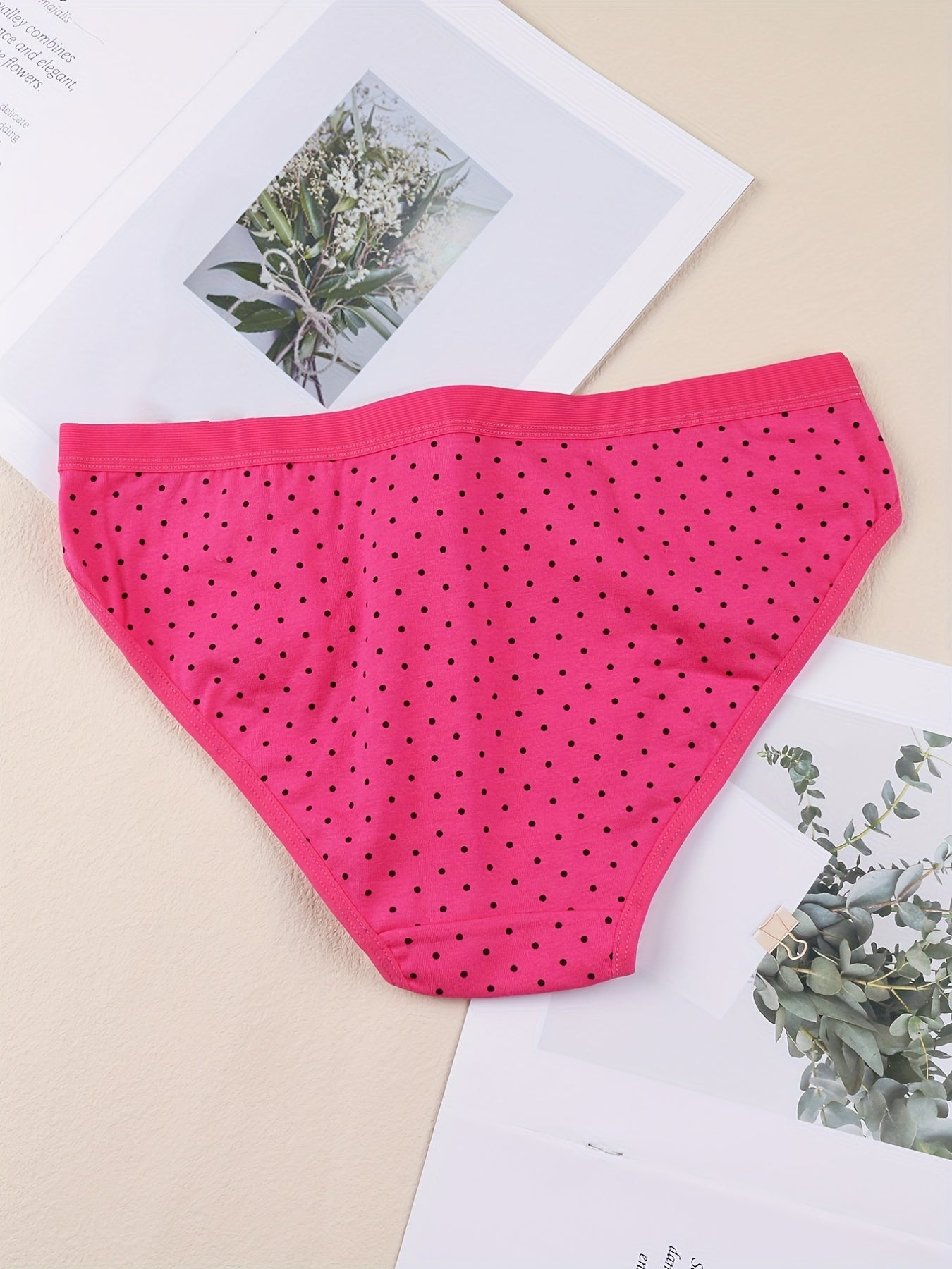 6 Pack Plus Size Bow Print Low Rise Briefs Set