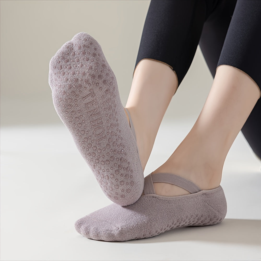 Cross Straps Yoga Socks Towel Bottom Non Slip Breathable Grippers