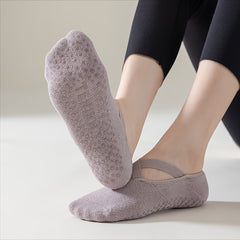 Cross Straps Yoga Socks Towel Bottom Non Slip Breathable Grippers