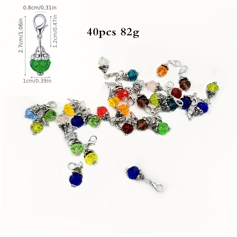 40pcs Crystal Keychain Pendant Key Ring Bag Accessory Necklace Charm