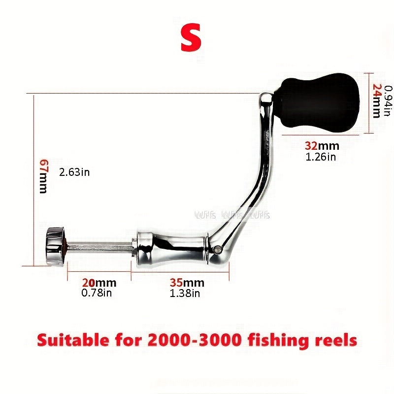 Metal Fishing Reel Handle with Comfortable Knob Replacement for S M L Reels