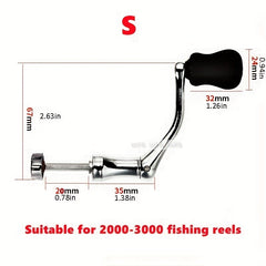 Metal Fishing Reel Handle with Comfortable Knob Replacement for S M L Reels