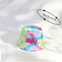Tie Dye Print Bucket Hat Reversible Sunscreen Beach Fisherman Cap