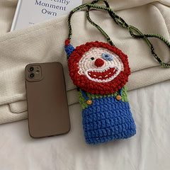 Clown Shaped Croche Bag Funny Cartoon Mini Knitted Crossbody Bag