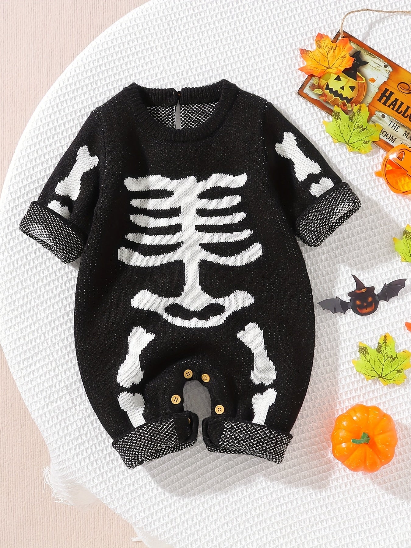 Infant Halloween Party Cosplay Onesie Knitted Long Sleeved Baby Jumpsuit