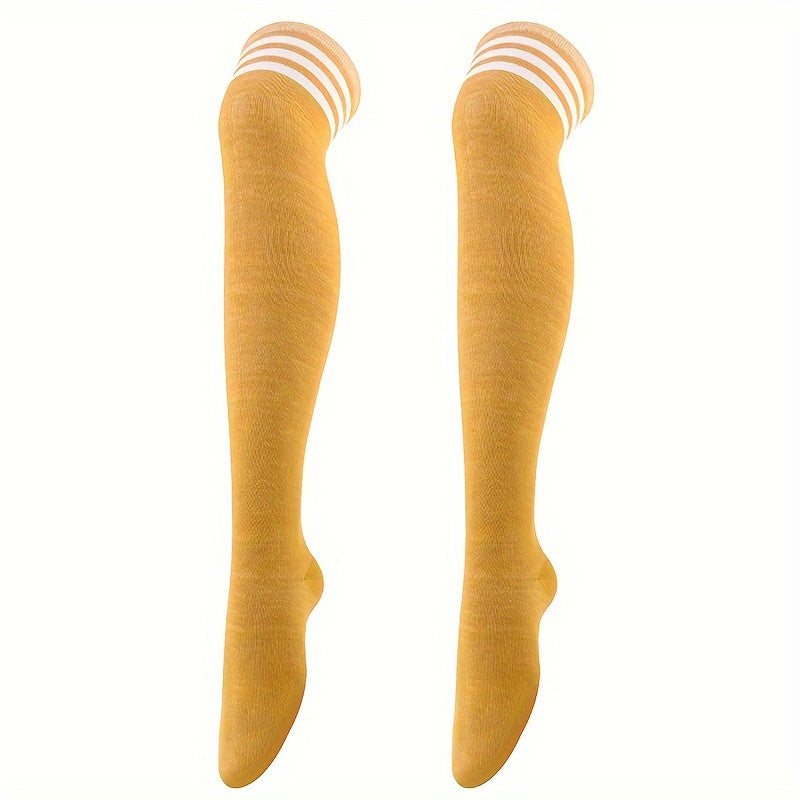 1pair Striped Over The Knee Long Socks Dance Socks
