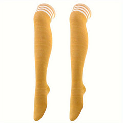 1pair Striped Over The Knee Long Socks Dance Socks