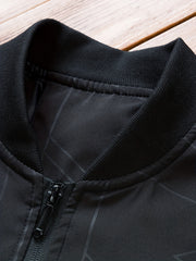 Geometric Pattern Zip Up Lightweight Jacket Men's Casual Baseball Collar