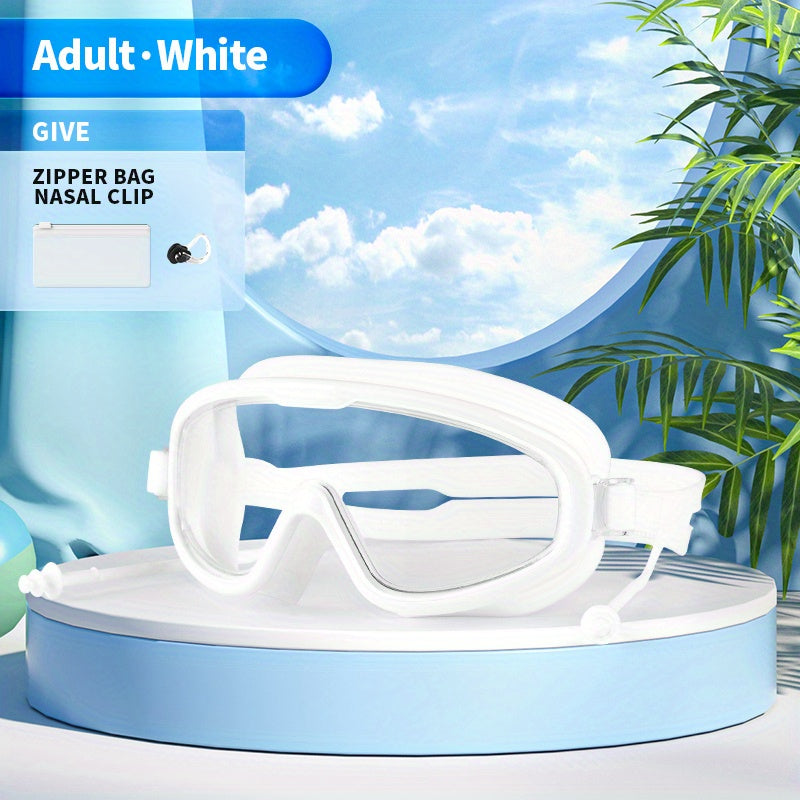Large Frame Swimming Goggles With Earplugs for Adults