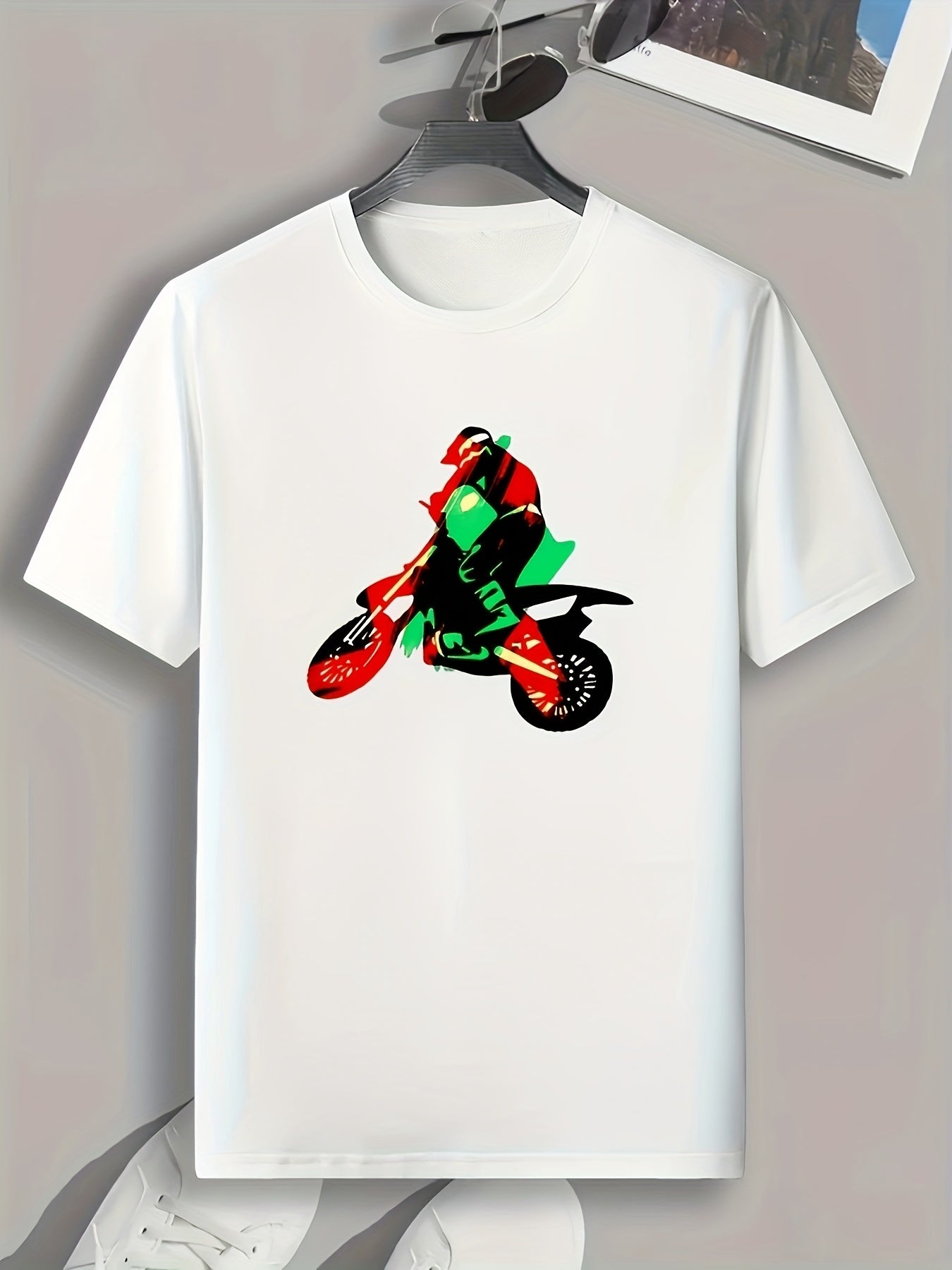 Biker Pattern Print Men's Sports T-Shirt
