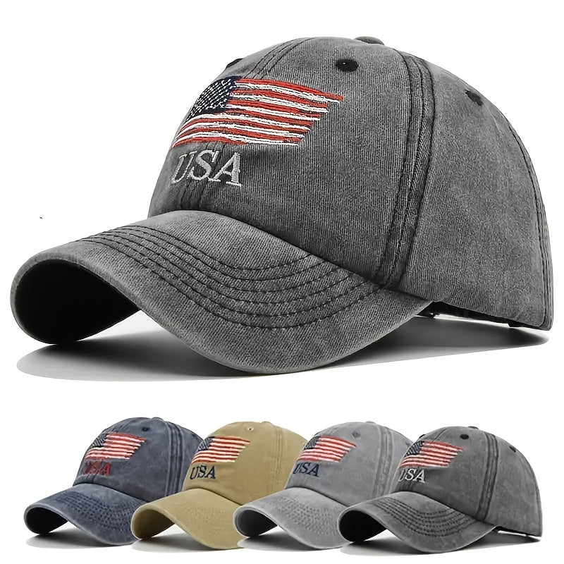 Flag Embroidery Baseball Cap Vintage Distressed Dad Hat Independence