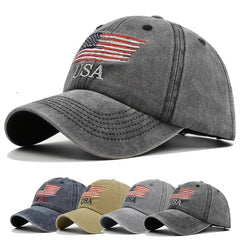 Flag Embroidery Baseball Cap Vintage Distressed Dad Hat Independence
