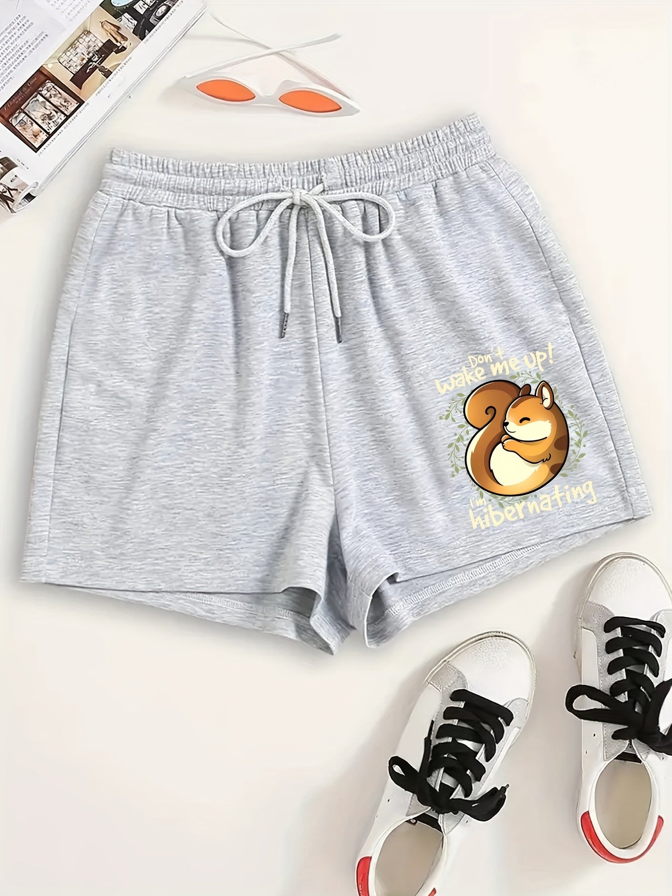 Women's Plus Squirrel Print Sporty Pajama Shorts
