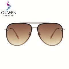 OUWEN Men's Oversized Sunglasses Brown Gradient Polarized UV Protection
