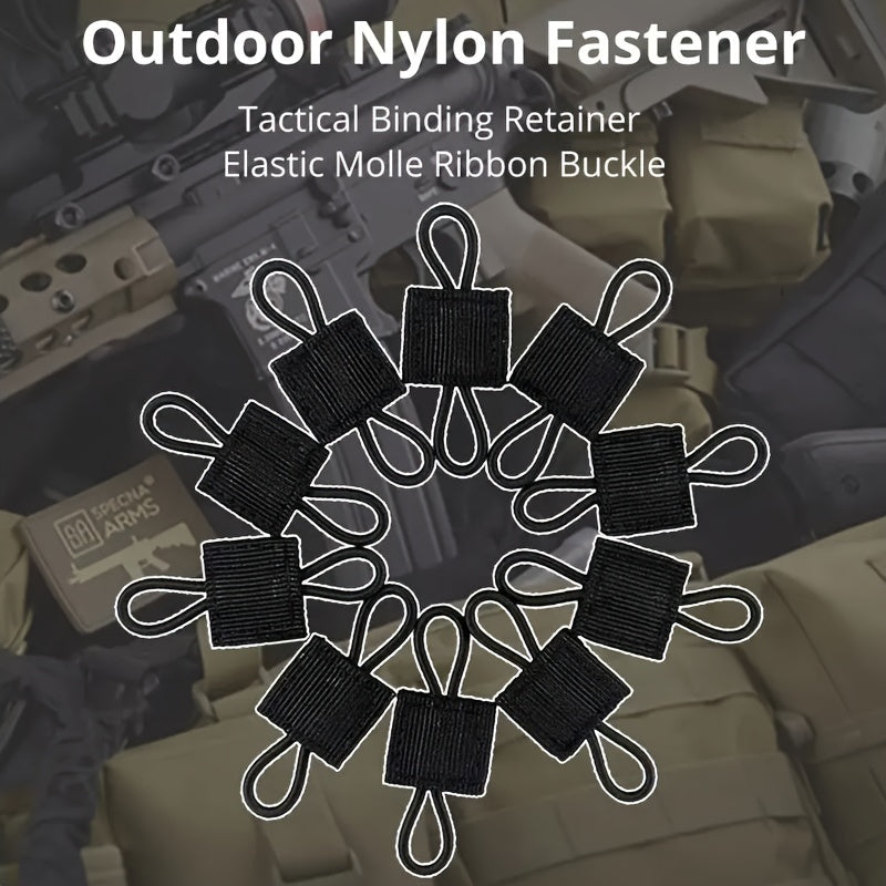 10pcs Outdoor Nylon Elastic Molle Ribbon Buckle Backpack Binding Buckle