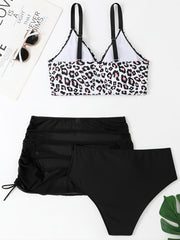 Leopard Print 3pcs Swimsuit Set Plus Size