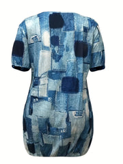 Colorblock Short Sleeve Round Neck Dress