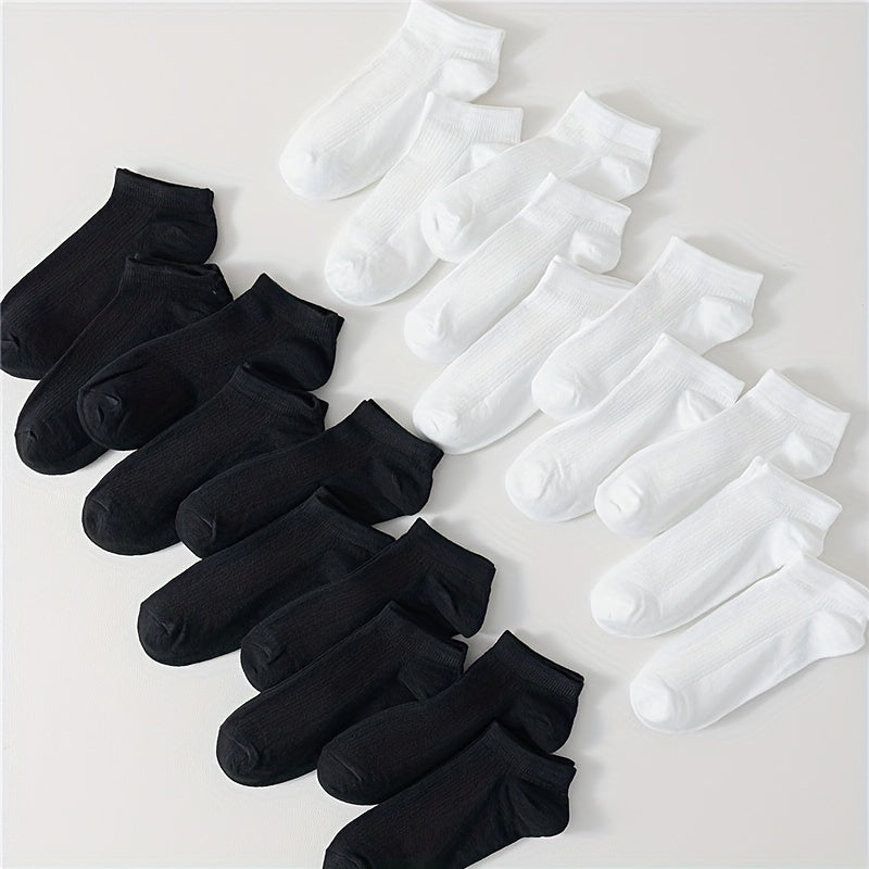 20 Pairs Women's Soft Ankle Socks Solid Color Comfy Stockings & Hosiery