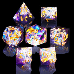 Resin Dice Set 7pcs Polyhedron D20 Sharp Edge Dice for Tabletop Games