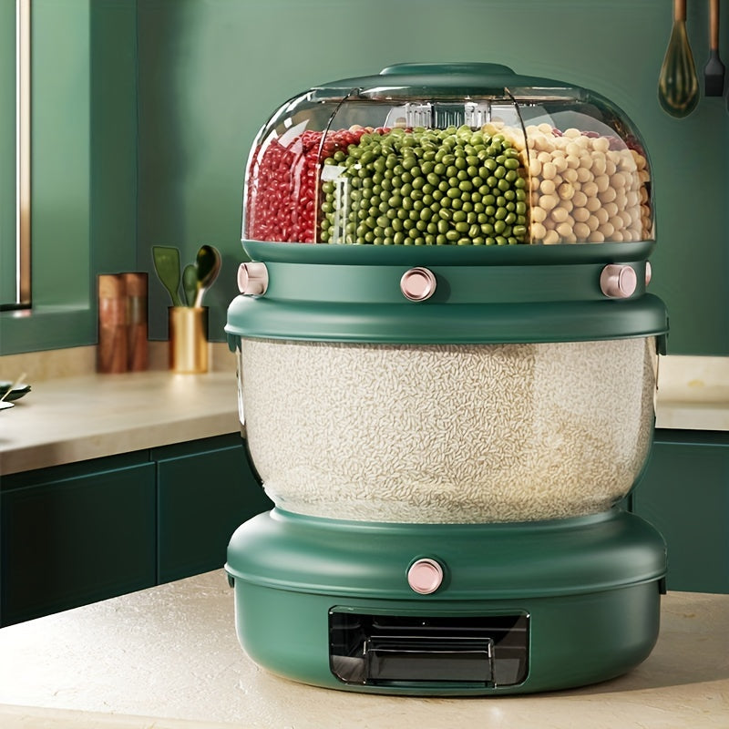 Rotating Double layer Rice Bucket Large Capacity Cereal Container