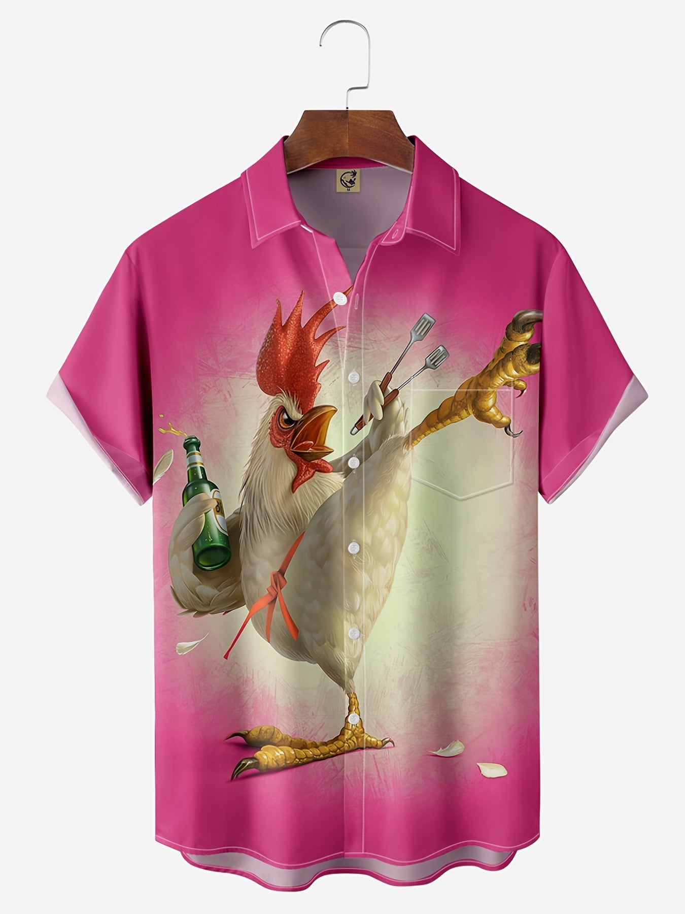 Men's Big Cock Pattern Hawaiian Shirt for Beach Vacation