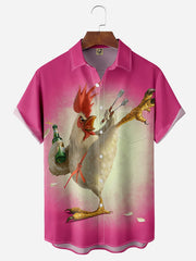 Men's Big Cock Pattern Hawaiian Shirt for Beach Vacation